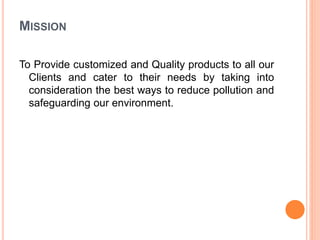 Pollution Reduction Mission Statement Examples Business plan | PPTX