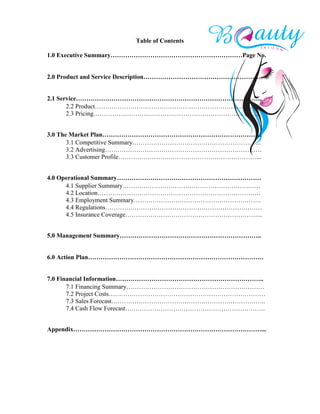 beauty bar business plan pdf