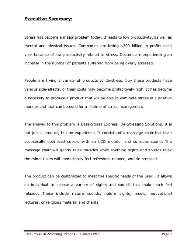 business plan ease stress de stressing stations full report