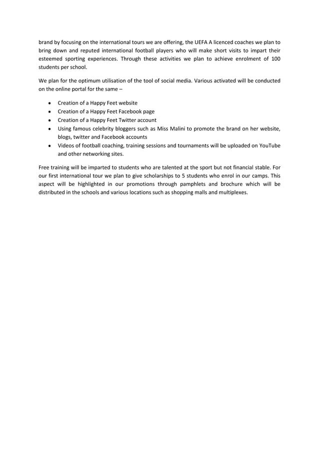 Business plan soccer school PDF