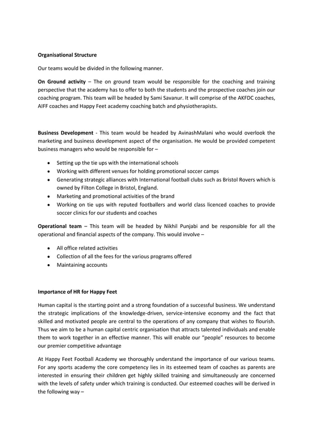 Business plan soccer school PDF