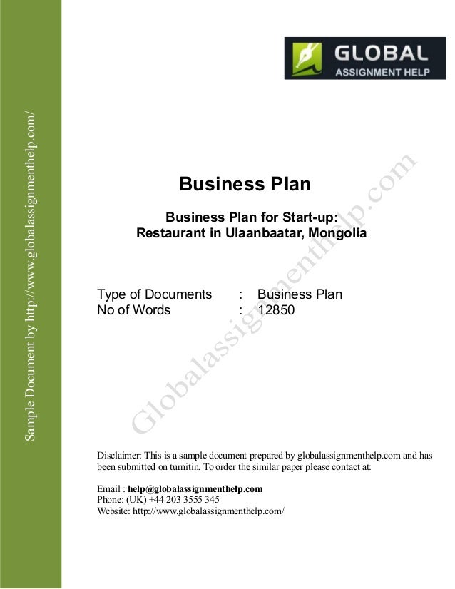 Starting a business plan for restaurants