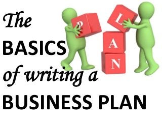 The
BASICS
of writing a
BUSINESS PLAN
 