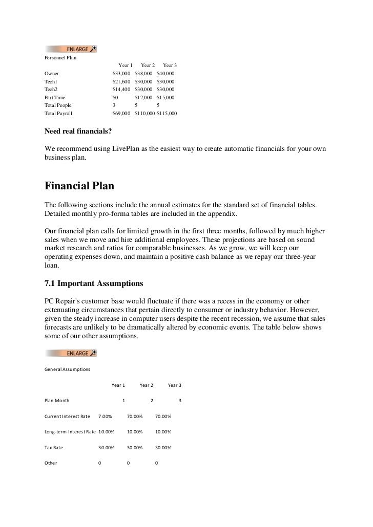 computer repair business plan sample pdf