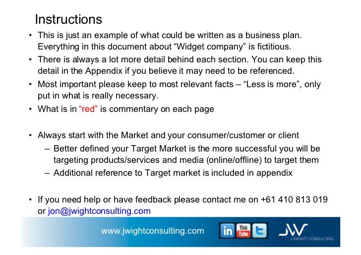 business plan example for widget company v 1 1 november 1st target business plan