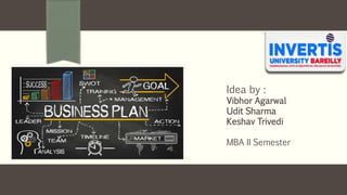 Idea by :
Vibhor Agarwal
Udit Sharma
Keshav Trivedi
MBA II Semester
 