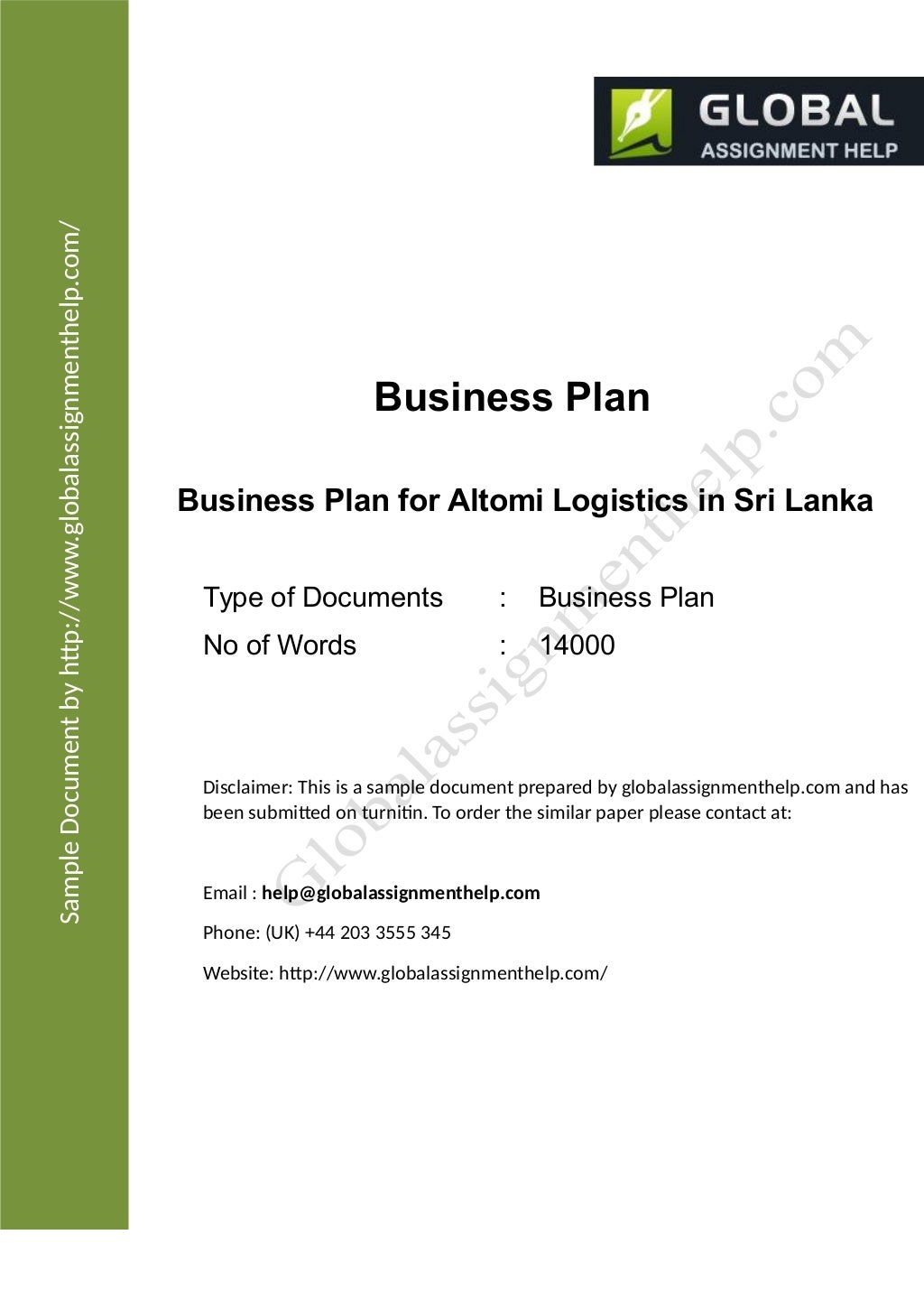 develop a business plan assignment