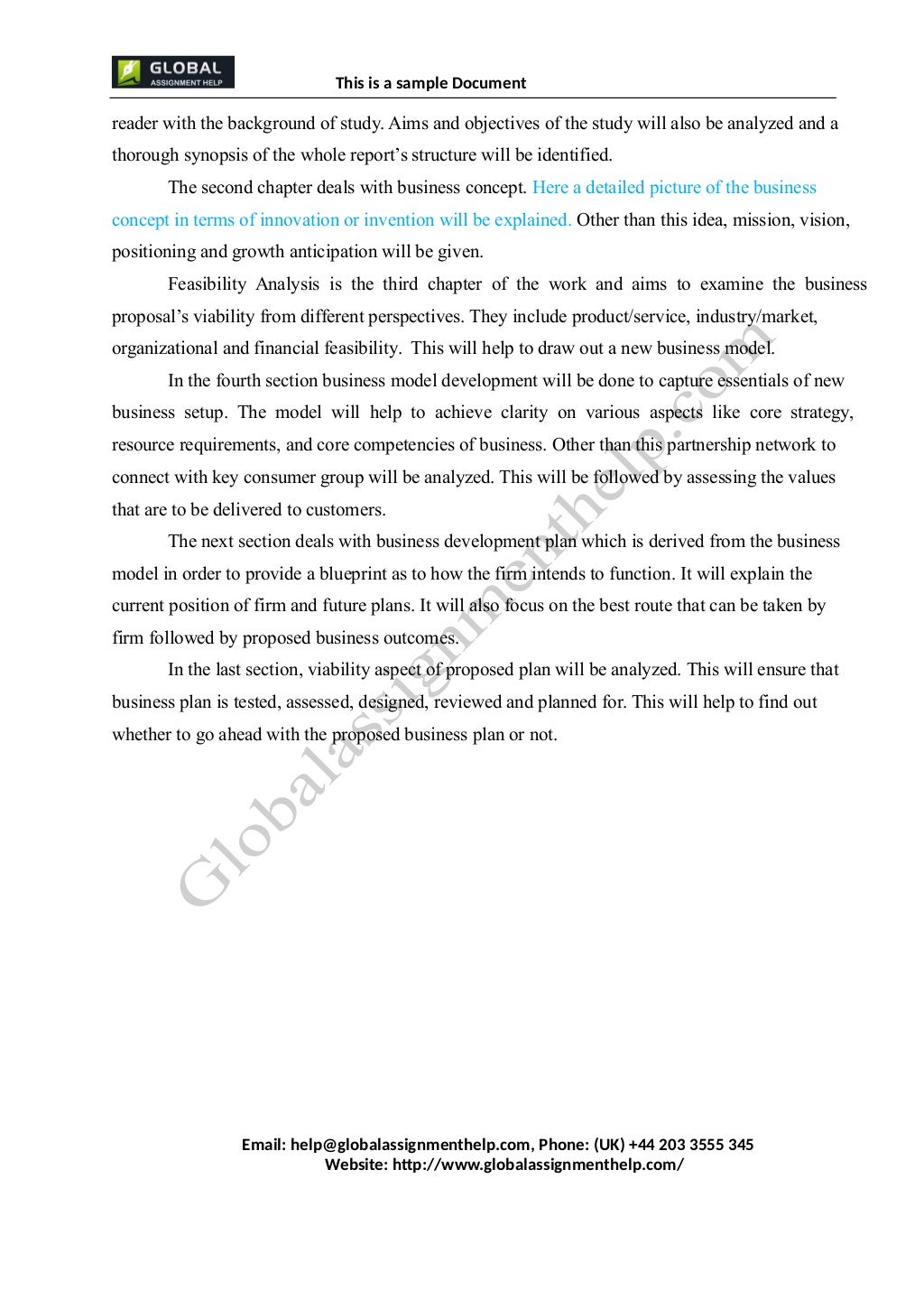 Business plan assignment example picture