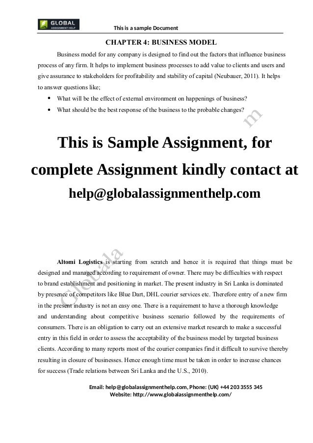 business plan assignment sample