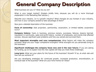 Business plan#Company description