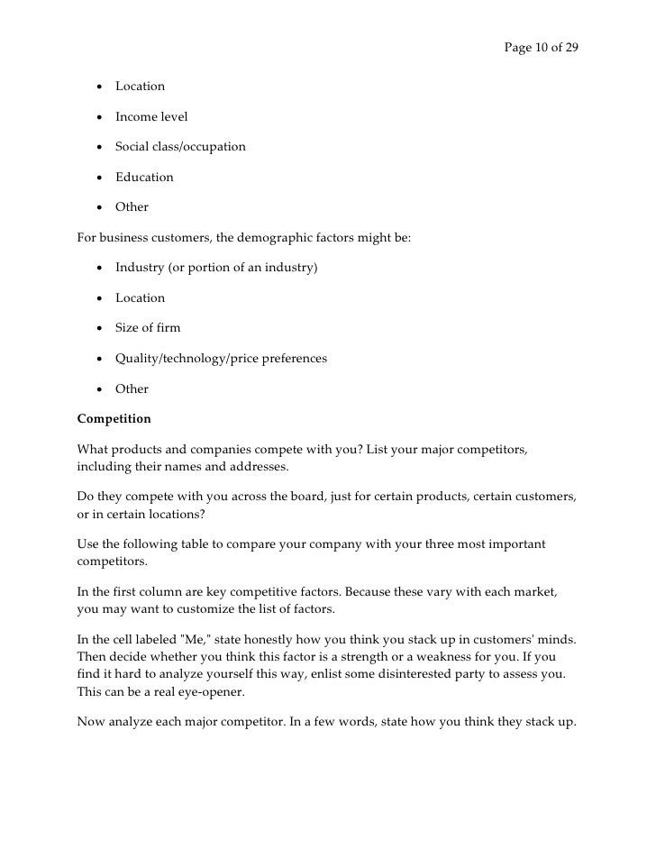 Existing business plan example picture