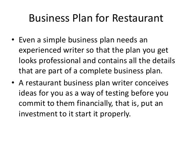 Business plan for restaurant
