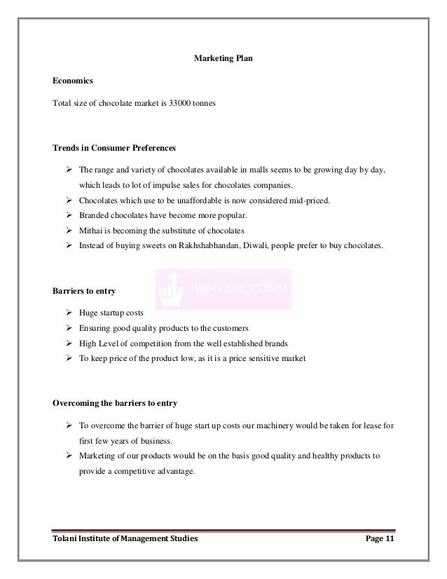 chocolate business plan sample pdf