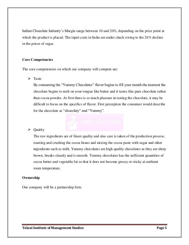 business plan for chocolate manufacturing pdf