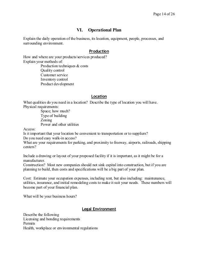 business plan for startup business