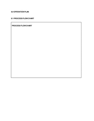 8.0 OPERATION PLAN
8.1 PROCESS FLOW CHART
PROCESS FLOWCHART
 