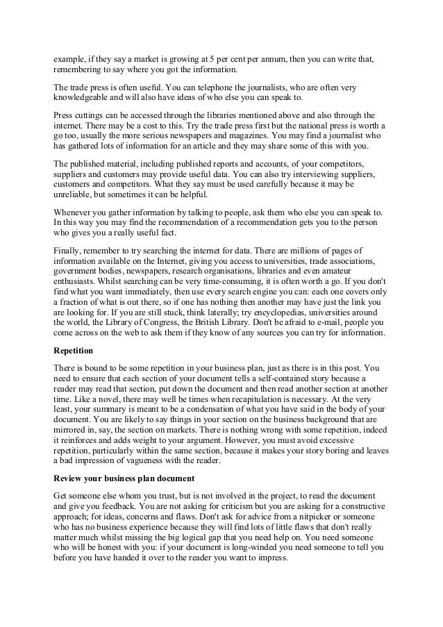 Elements of a Business Plan and Some Tips for Writing One elements of a business plan sample