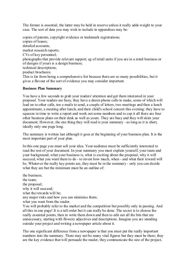 Executive Summary Example - Business Plan eg of business plan