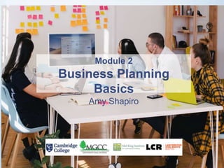Module 2
Business Planning
Basics
Amy Shapiro
 
