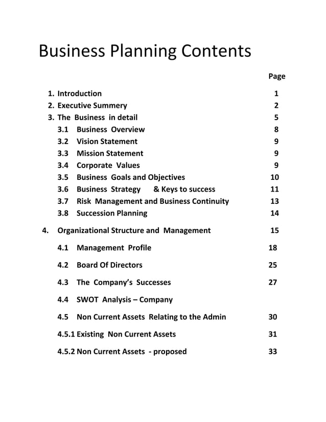 the content in any business plan centers on two areas