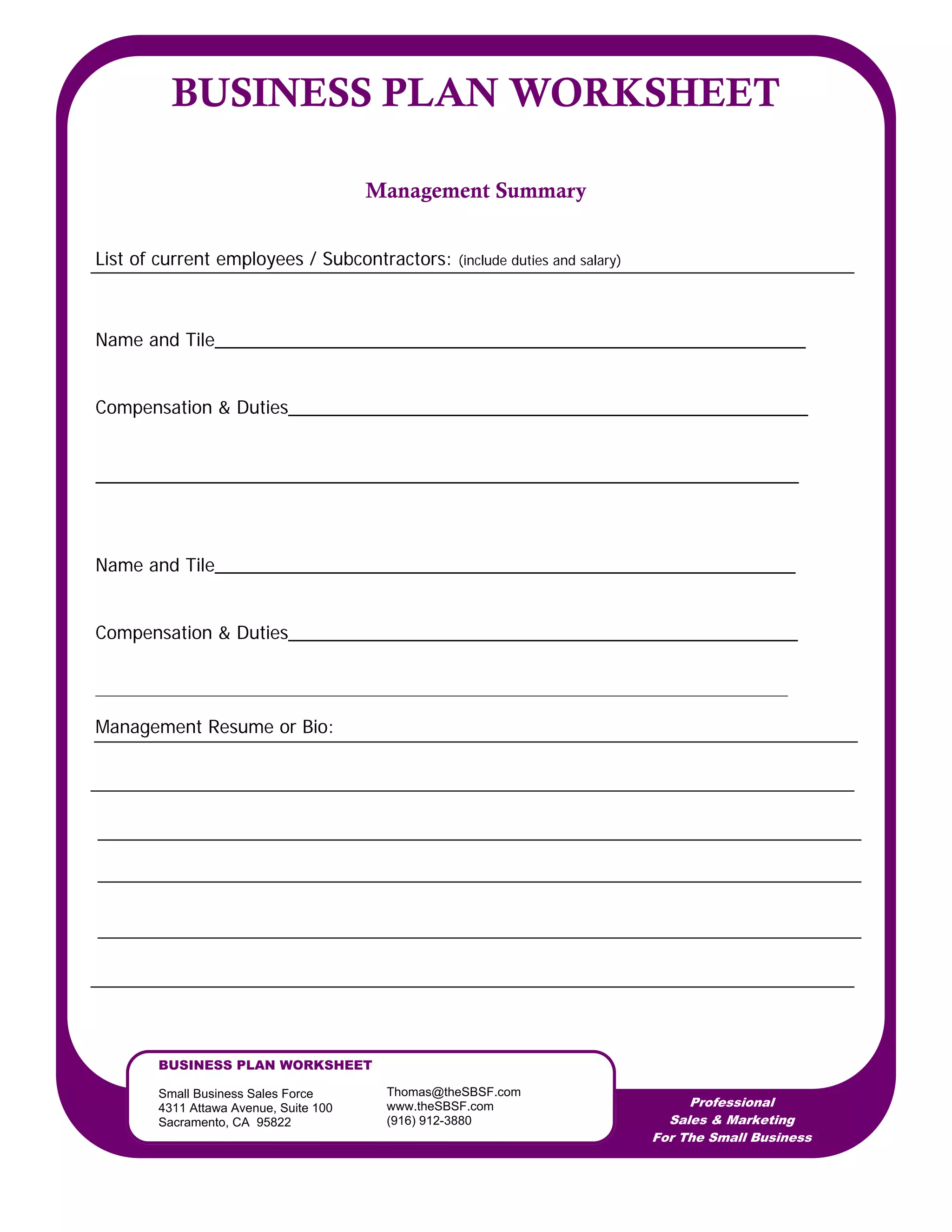 Business planning worksheet | PDF