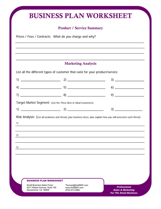 Business planning worksheet | PDF