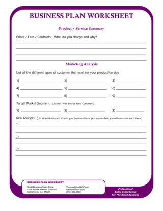 Business planning worksheet | PDF