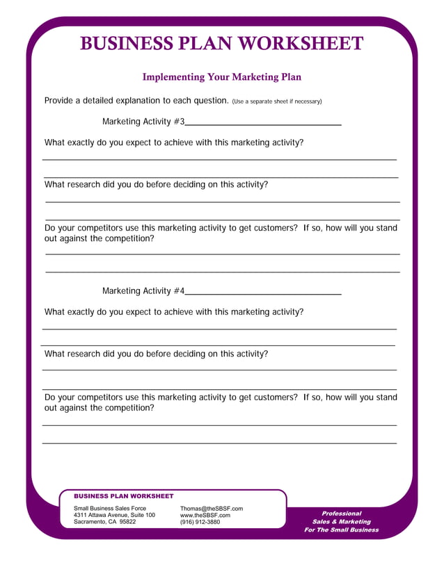 Business planning worksheet | PDF