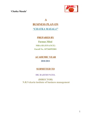 Business plan of chatka masala
