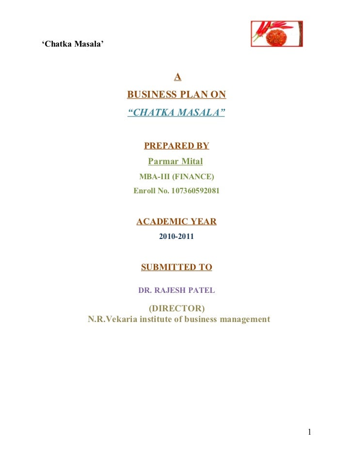 Business plan of chatka masala