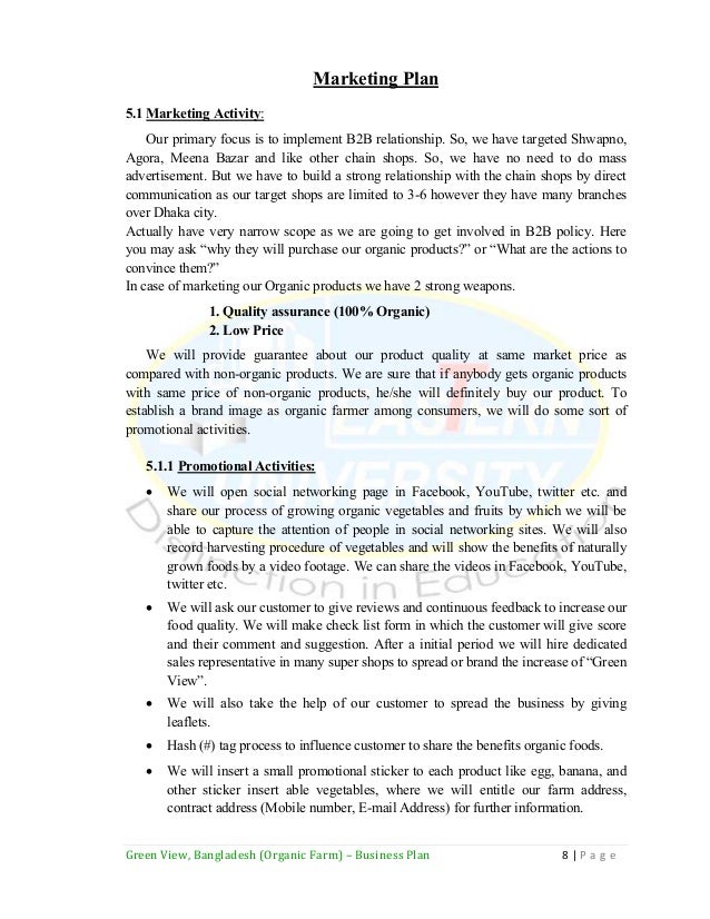 Business Plan On An Organic Farm Green View 