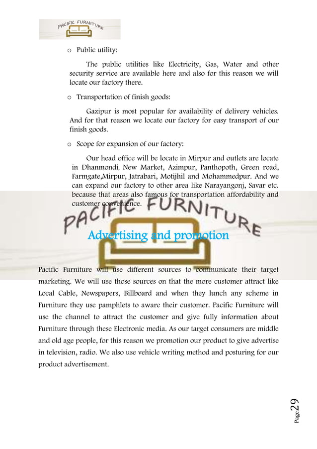 Business plan sample on furniture PDF
