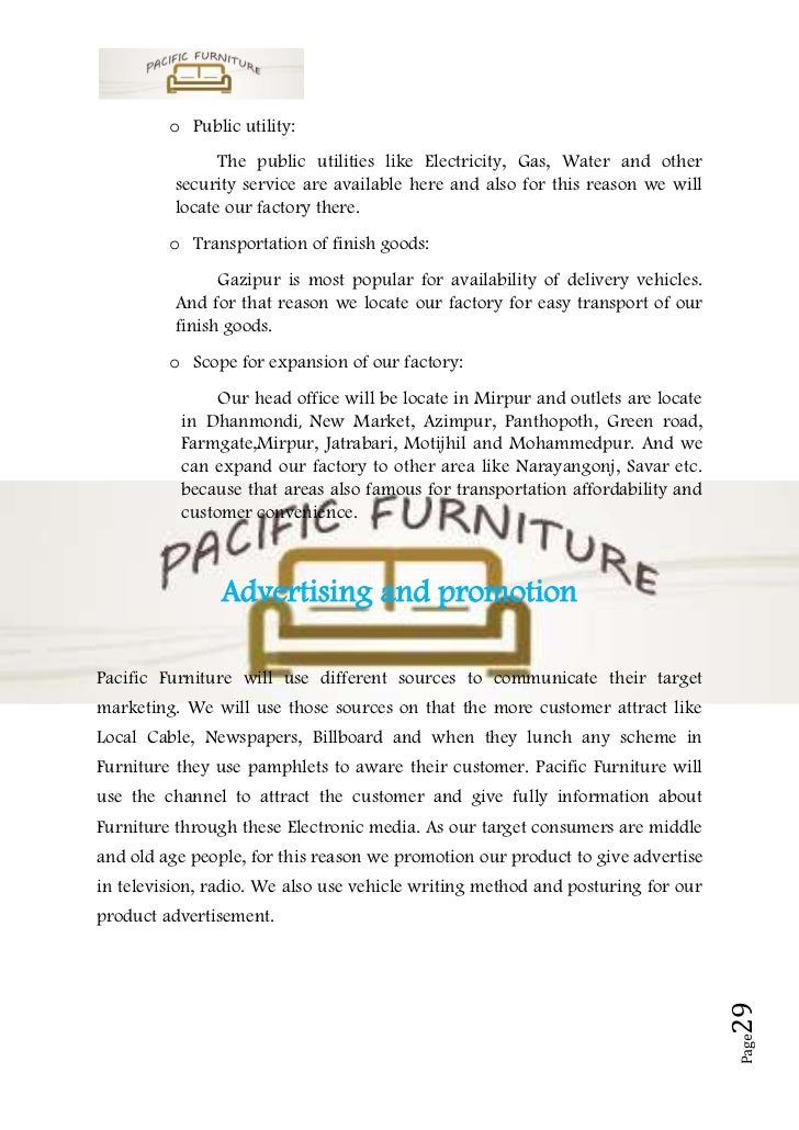 A Sample Furniture Retail Store Business Plan Template