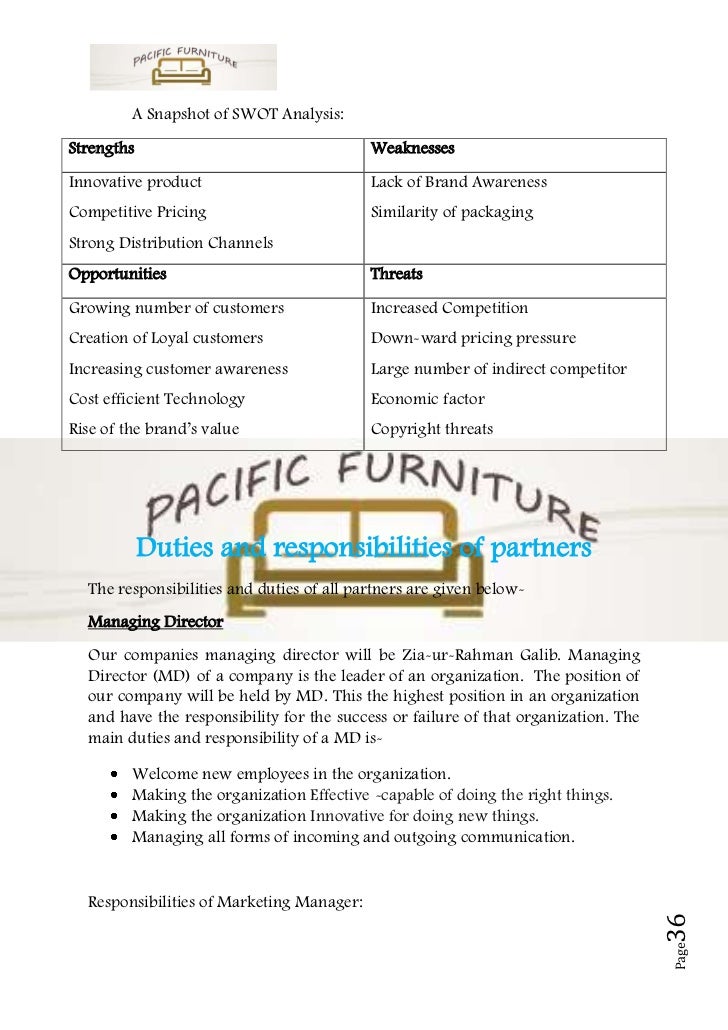 A Sample Furniture Manufacturing Business Plan Template