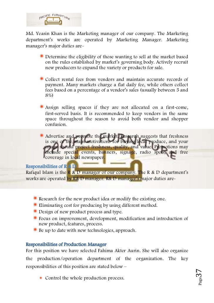 business plan for a furniture company