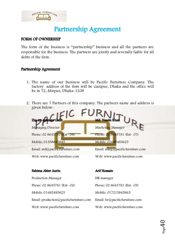 Business plan sample on furniture