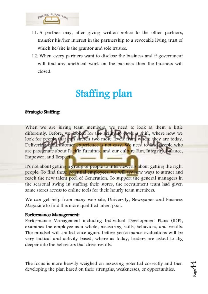 Business plan sample on furniture