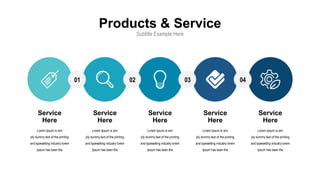 Products & Service
Subtitle Example Here
01 02 03 04
Service
Here
Lorem Ipsum is sim
ply dummy text of the printing
and typesetting industry lorem
Ipsum has been the
Service
Here
Lorem Ipsum is sim
ply dummy text of the printing
and typesetting industry lorem
Ipsum has been the
Service
Here
Lorem Ipsum is sim
ply dummy text of the printing
and typesetting industry lorem
Ipsum has been the
Service
Here
Lorem Ipsum is sim
ply dummy text of the printing
and typesetting industry lorem
Ipsum has been the
Service
Here
Lorem Ipsum is sim
ply dummy text of the printing
and typesetting industry lorem
Ipsum has been the
 