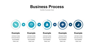 Business Process
Subtitle Example Here
Lorem Ipsum is simply
Dummy text of the prin
ting and typesetting
industry. Lorem
Example
Lorem Ipsum is simply
Dummy text of the prin
ting and typesetting
industry. Lorem
Example
Lorem Ipsum is simply
Dummy text of the prin
ting and typesetting
industry. Lorem
Example
Lorem Ipsum is simply
Dummy text of the prin
ting and typesetting
industry. Lorem
Example
Lorem Ipsum is simply
Dummy text of the prin
ting and typesetting
industry. Lorem
Example
 