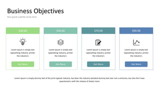 Business Objectives
Your great subtitle write here
$50.00
$30.00 $70.00 $90.00
Lorem Ipsum is simply text
typesetting industry. printer
the industry's
Lorem Ipsum is simply text
typesetting industry. printer
the industry's
Lorem Ipsum is simply text
typesetting industry. printer
the industry's
Lorem Ipsum is simply text
typesetting industry. printer
the industry's
Get More Get More Get More Get More
Lorem Ipsum is simply dummy text of the print typeset industry. has been the industry standard dummy text ever not a centuries, but also the It was
popularized a with the release of sheets more
 