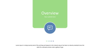 Overview
Your subtitle here
Lorem Ipsum is simply dummy text of the printing and typeset to the industry Ipsum has been to industry standard since the
when for unknown printers took a galley of type
 