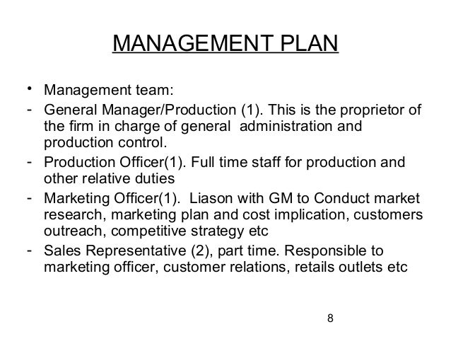 what is management section in business plan