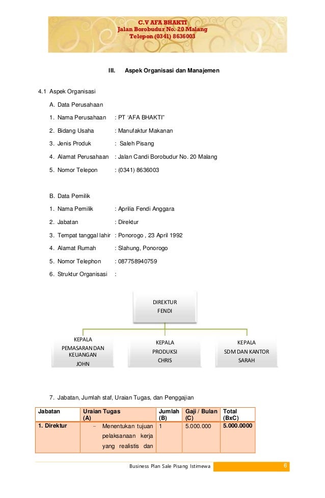 Business Plan Saleh Pisang