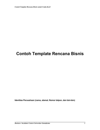 Business plan template | PDF