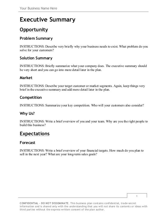 business plan template free download on bplans com