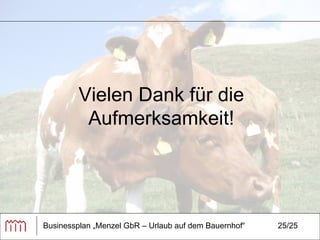 Businessplan „Menzel GbR – Urlaub auf dem Bauernhof“ 25/25 Vielen Dank für die Aufmerksamkeit! 