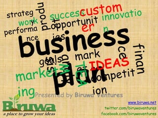 Presented by Biruwa Ventures
                                   www.biruwa.net
                       twitter.com/biruwaventures
                     facebook.com/biruwaventures
 
