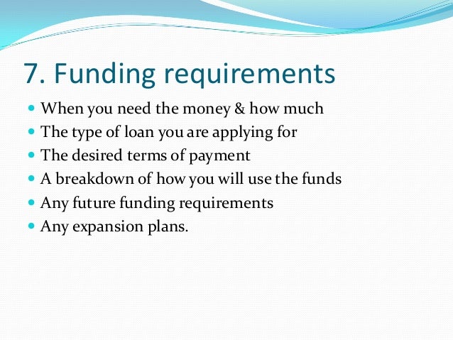 Funding requirements for business plan