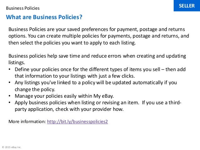 Using Business Policies On EBay au