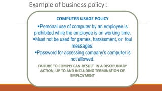 Computer Usage Policy Simple Business policy | PPTX